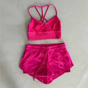 Alo Pink Short & Bra Set (SMALL)